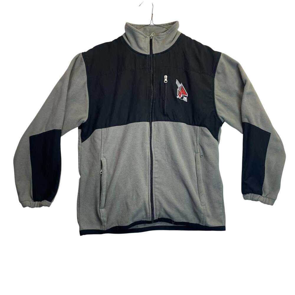 Ball State Cardinals Genuine Stuff Fleece Jacket Men’s Large Gray Black Full Zip